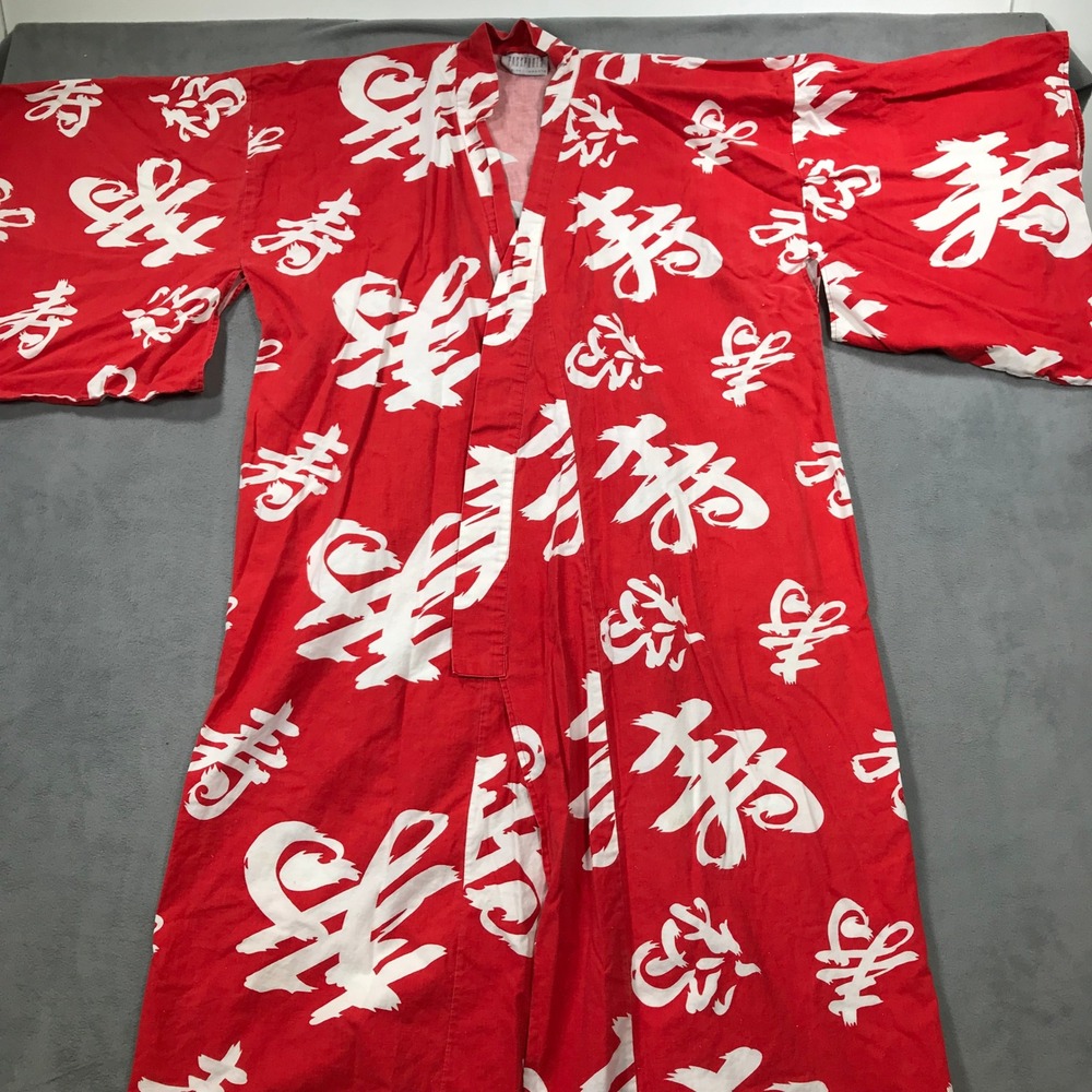 Passports Pier 1 Kimono Robe Women One Size Red Yukata Calligraphy Kanji